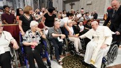 Pope Francis greets the elderly during the World Day for Grandparents and the Elderly, 2023