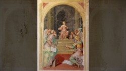 Jesus blant lærerne i tempelet. Freske i kirken Santa Maria in Bressanoro, ved Castelleone (Cremona)