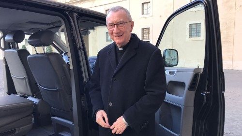 Cardinal Secretary of State Pietro Parolin, departing for Dubai