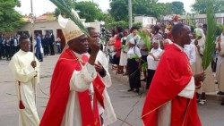 Dom Fernando Francisco, Bispo Auxiliar de Luanda, na procissão do Domingo de Ramos e início da Semana Santa
