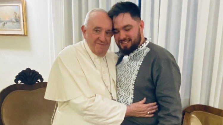Setkání mezi papežem a mladým Denysem v domě svaté Marty