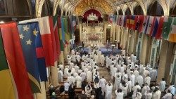 Priests celebrating at the motherhouse next to the tomb of Saint Vincent de Paul